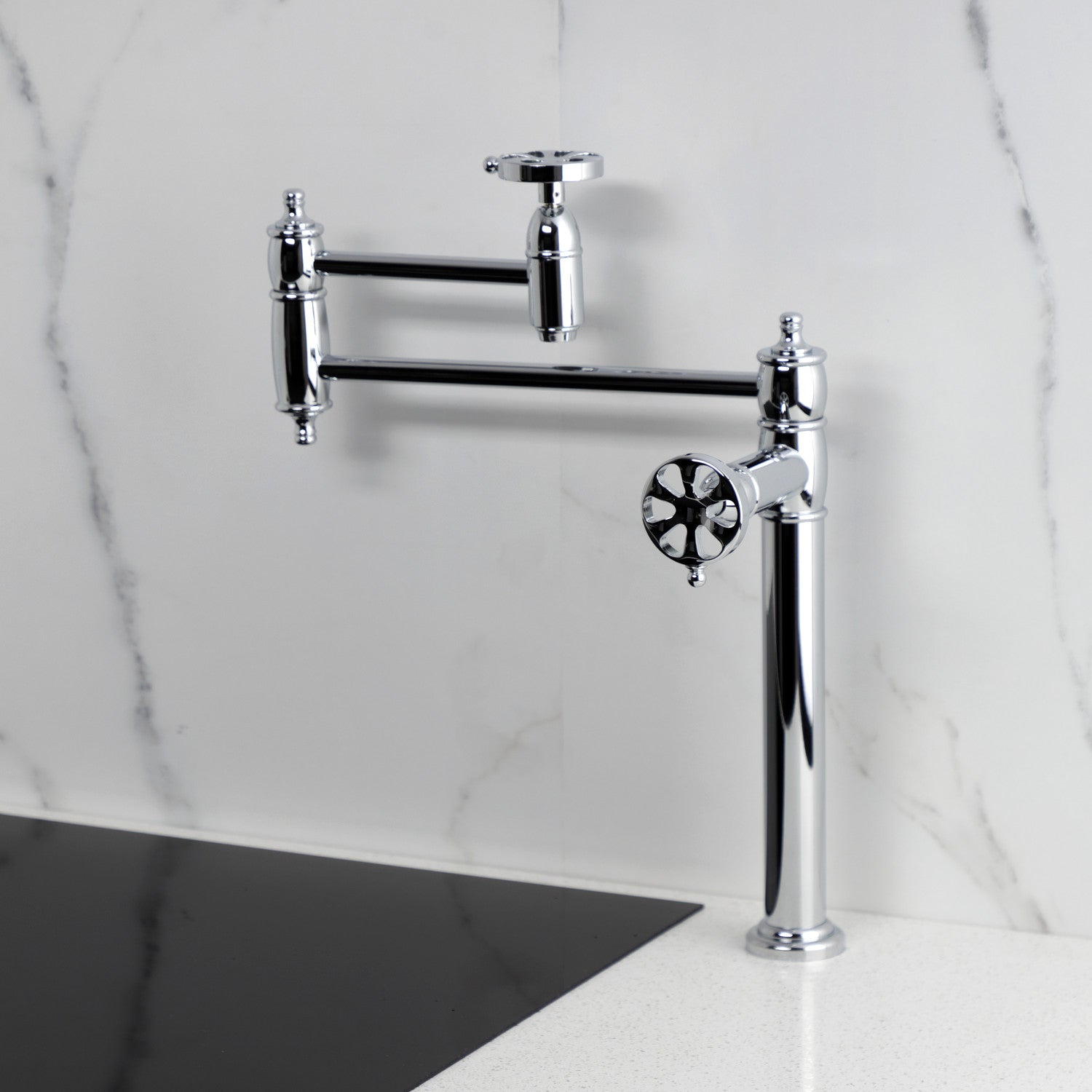 Kingston Tulare KS3701RX - Belknap Two-Handle 1-Hole Deck Mount Pot Filler Faucet, Polished Chrome — thumbnail 2